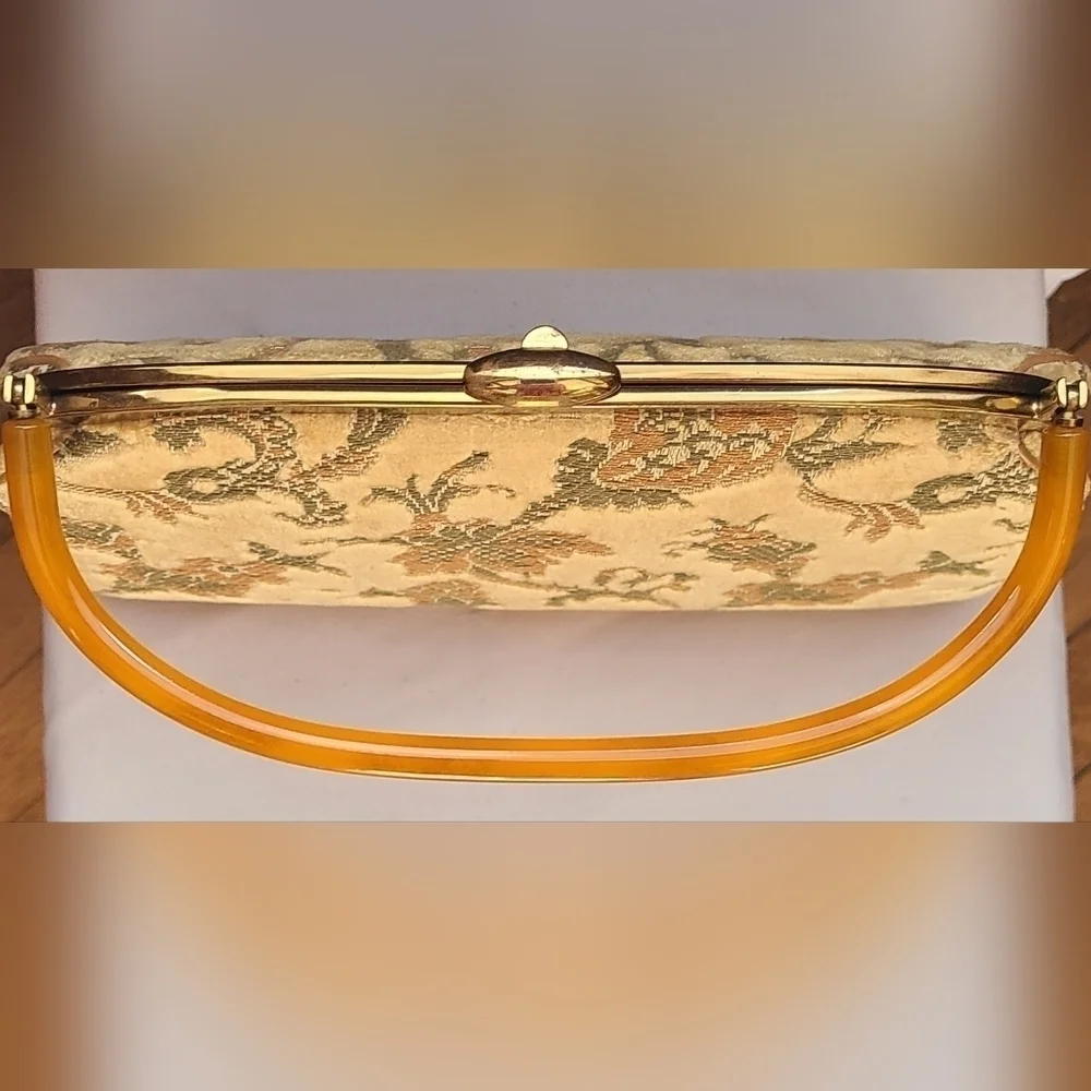 Vintage 1940s Tapestry Bag w/ Bakelite Handle - Picture 9 of 10